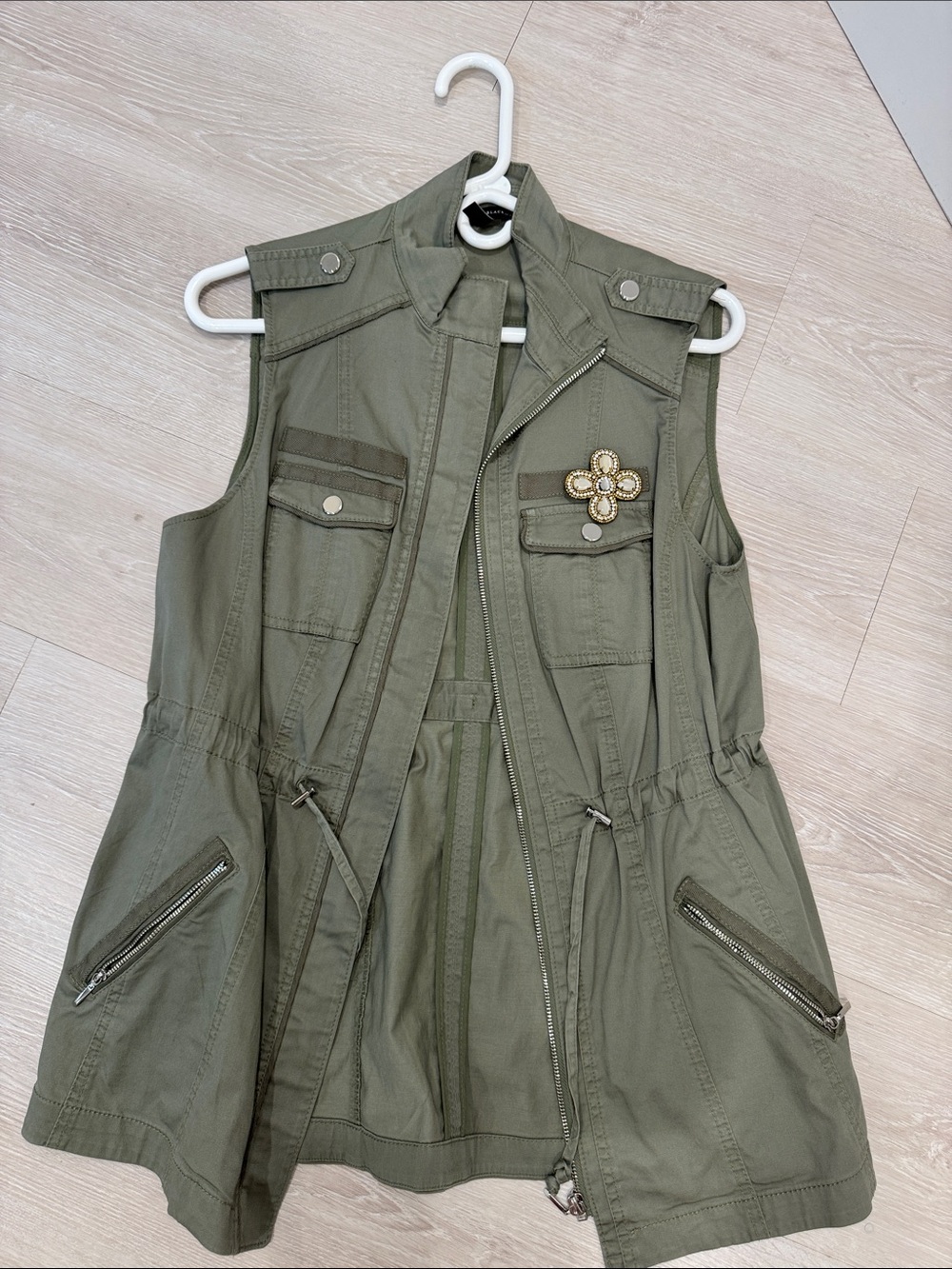 White House Black Market Olive Utility Vest
